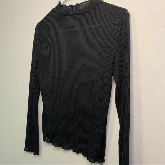 🧡3/$30 H&M Sheer Black Mock-neck Long sleeve size Medium - Picture 6 of 6